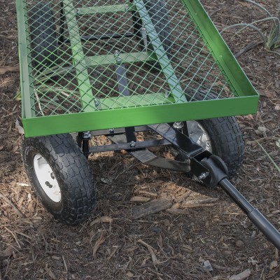GHP Outdoor Green 45"Lx20"Wx32"H Heavy Duty Open-sided Mesh Deck Utility Wagon Cart   